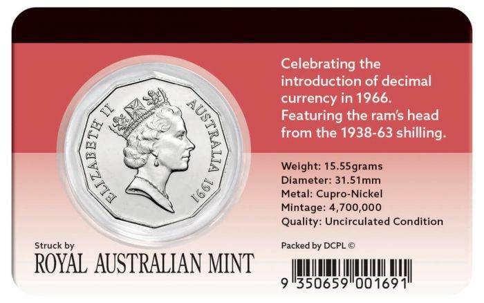 1991 50c 25th Anniversary Of Decimal Currency Coin Pack
