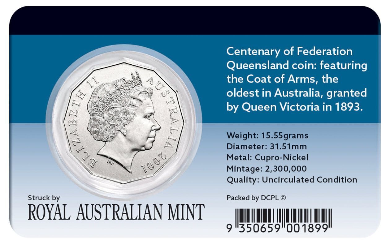 2001 50c Federation Queensland Coin Pack