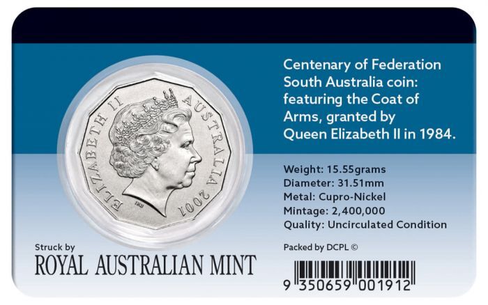 2001 50c Federation South Australia Coin Pack