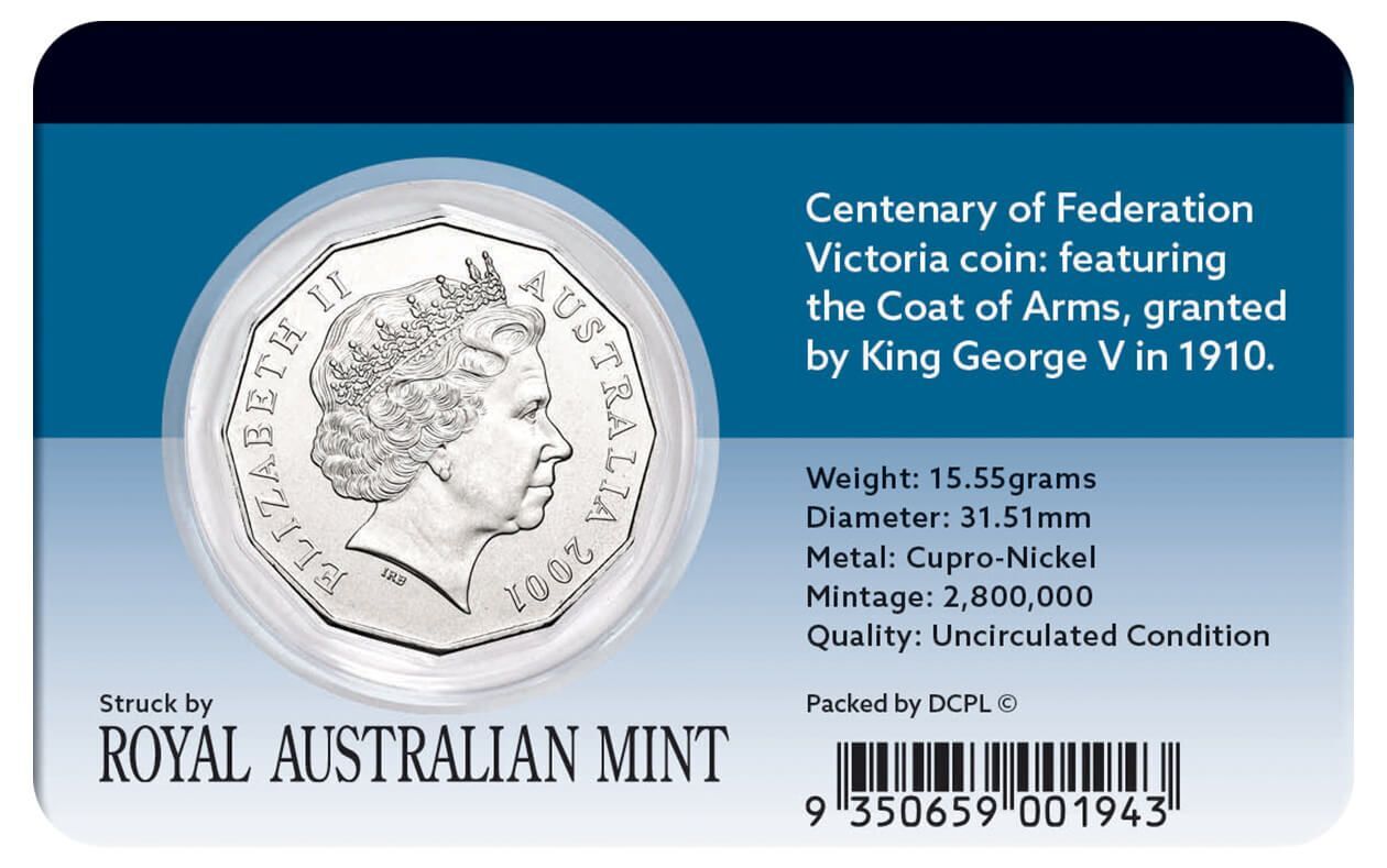 2001 50c Federation Victoria  Coin Pack