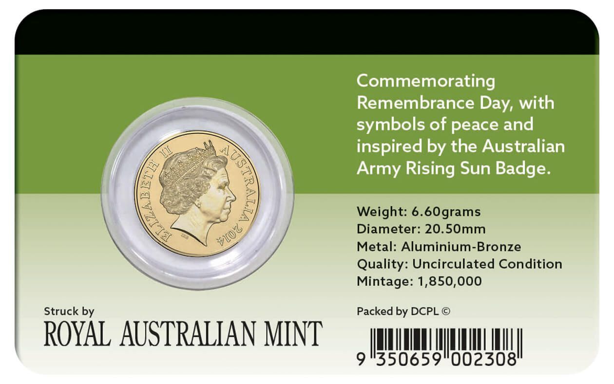 2014 $2 Green Remembrance Day Coin Pack
