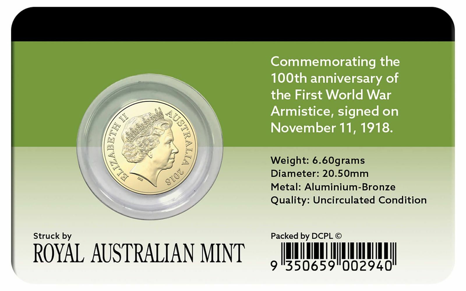 2018 $2 Remembrance Day Armistice Centenary Coin Pack