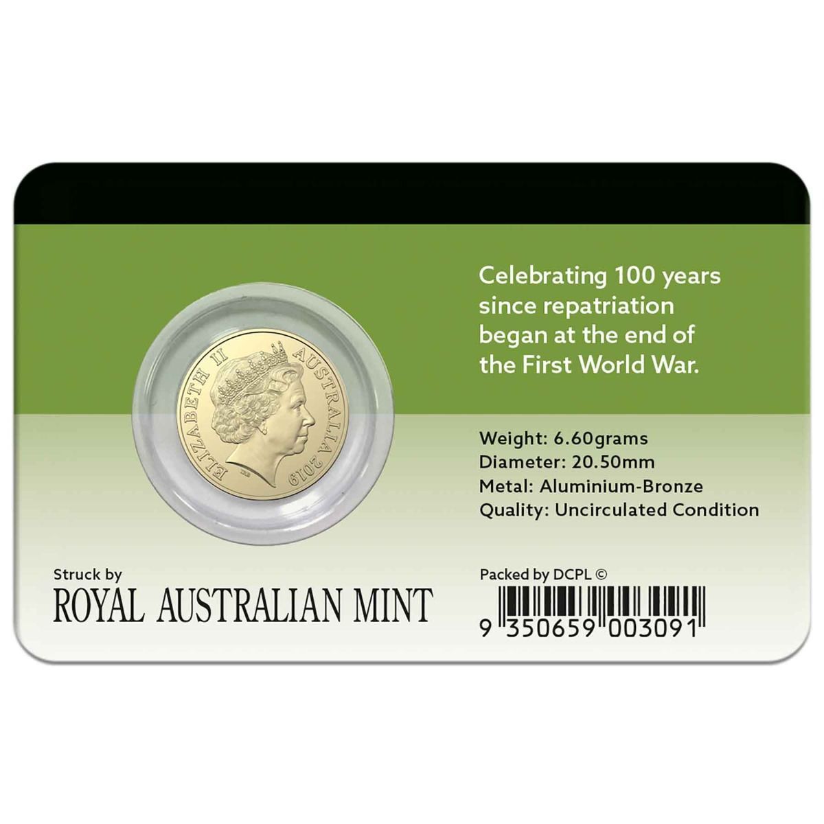 2019 $2 Repatriation Centenary Coin Pack