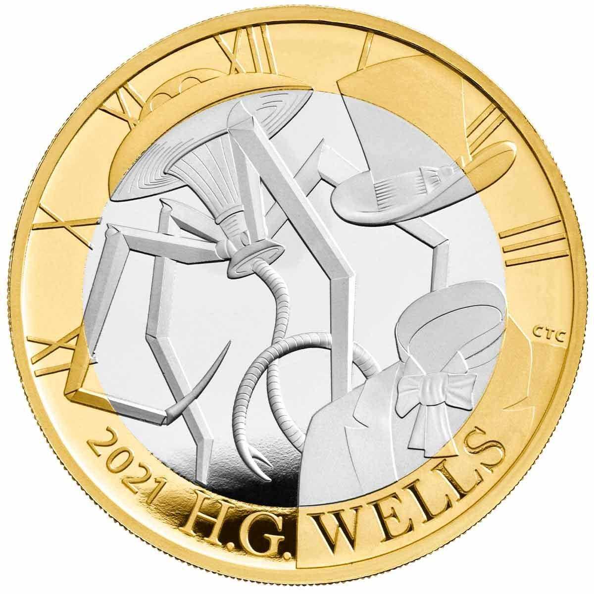 2021 £2 H.G Wells Silver Proof Coin