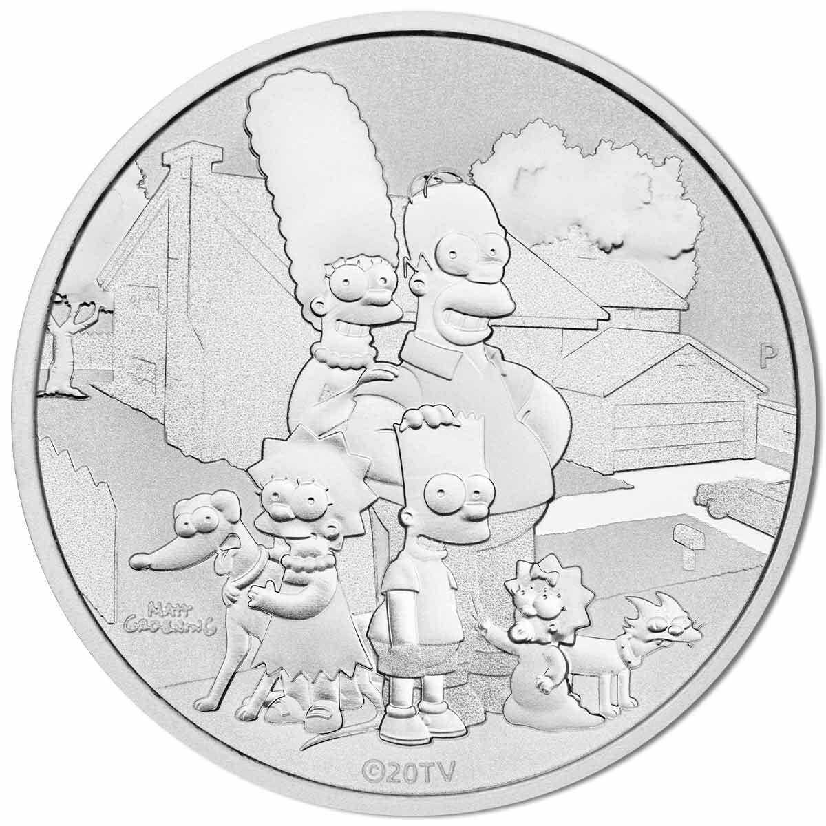 2021 $1 The Simpsons Family 1oz Silver Uncirculated Coin in Card