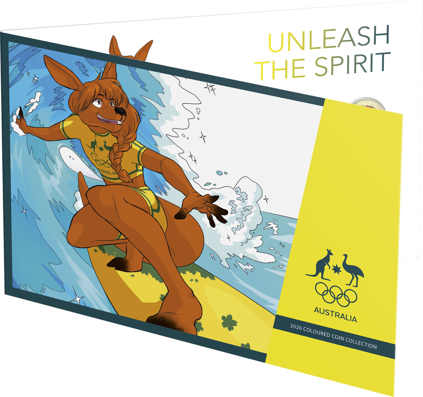2020 $2 Tokyo Olympics 5 Coin Set Surfing Folder Style