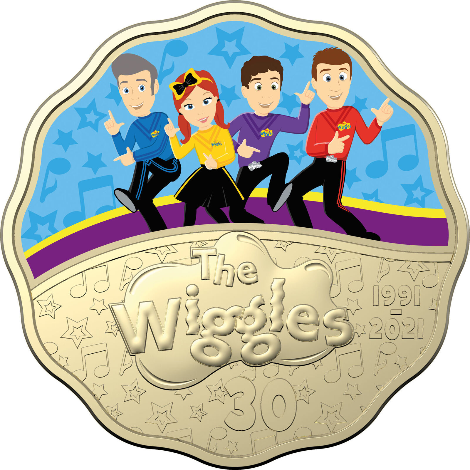 2021 30c  Thirty Years of the Wiggles Scalloped Two Coin Set UNC