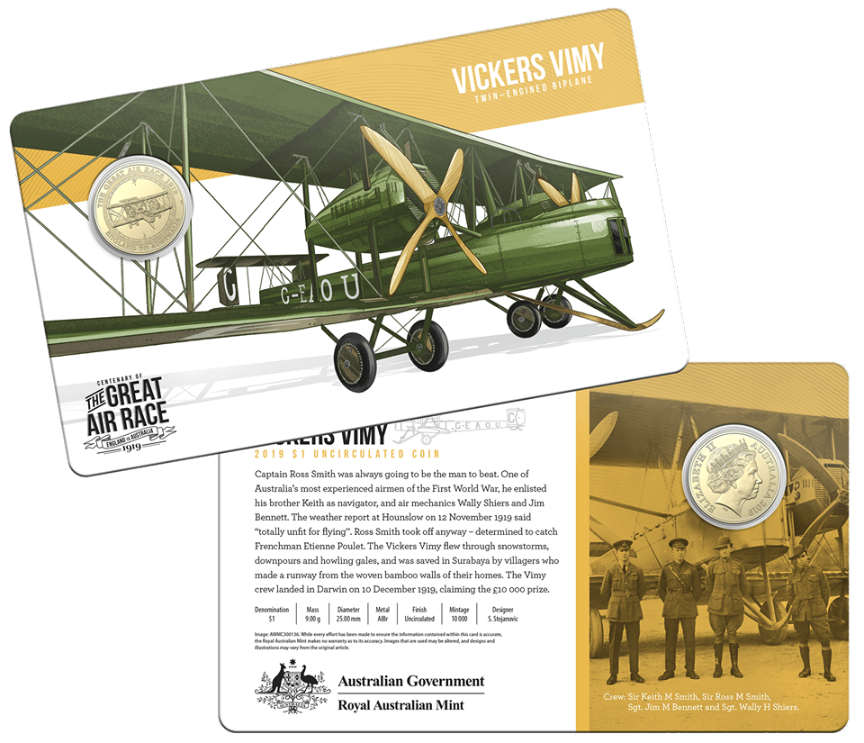 2019 $1 Centenary Of The Great Air Race England To ...