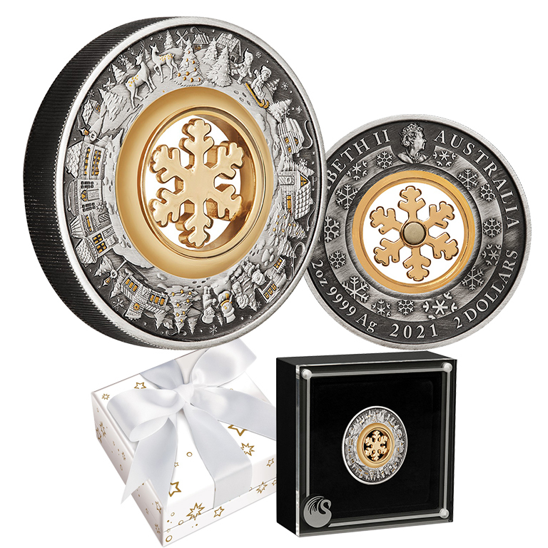 <b>2021 $2 Christmas Wonderland 2oz Silver Antiqued Coin </b>