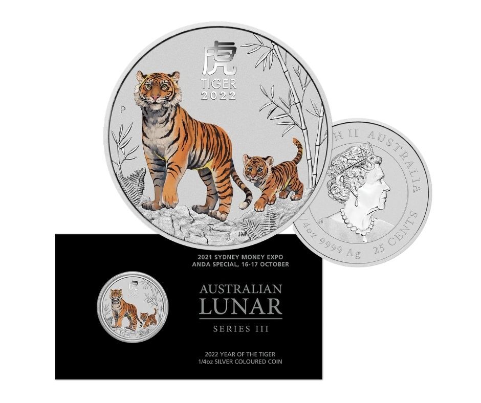 <b>2022 25c Year of the Tiger 1/4oz Coloured Silver - ANDA Sydney Money Expo </b>