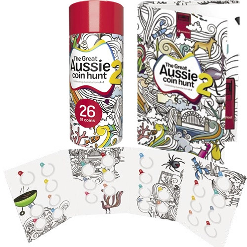 <b>2021 The Great Aussie Coin Hunt 2 Folder with 26 x $1 Coin Tube </b>
