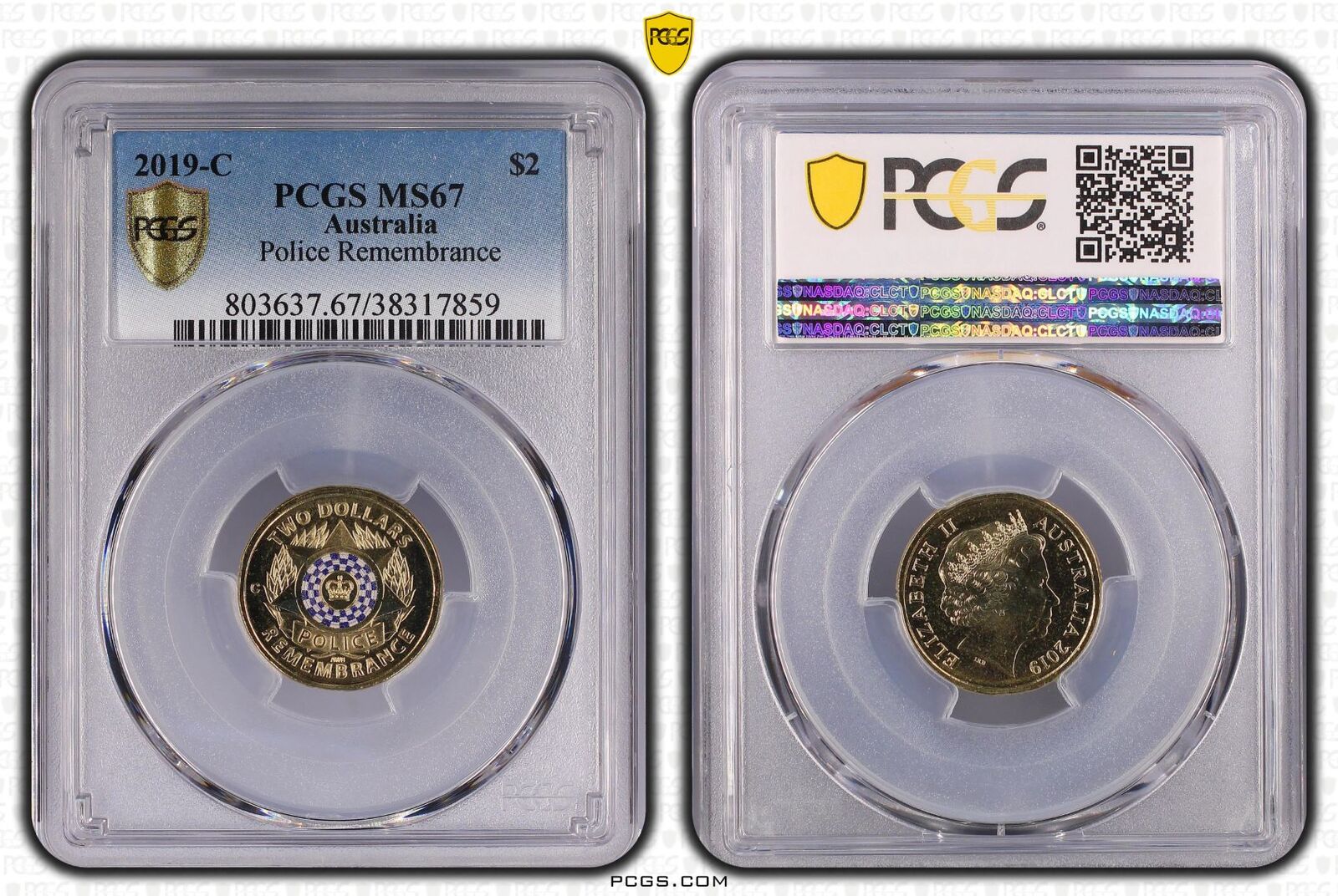 <b>MS67 2019 C Mintmark $2 Police Remembrance PCGS</b>