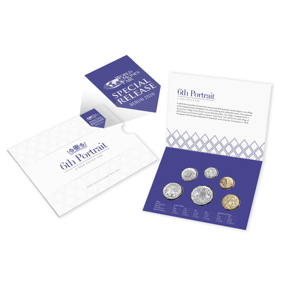 <b>2020 Berlin World Money Fair A New Effigy Era UNC 6 Coin RAM Mint Set</b>