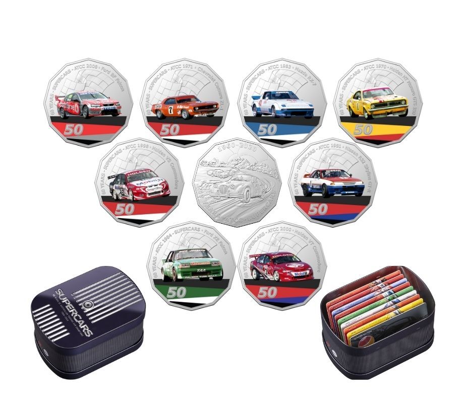 <b>2020 V8 Supercars 60th Anniversary 9 x 50c Coin Collection</b>