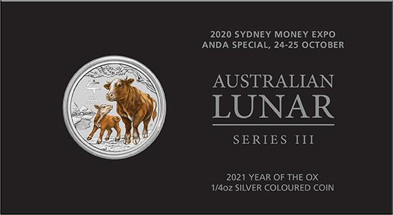 <b>2020 Year of the Ox 1/4 oz Coloured Silver Proof Coin ANDA</b>