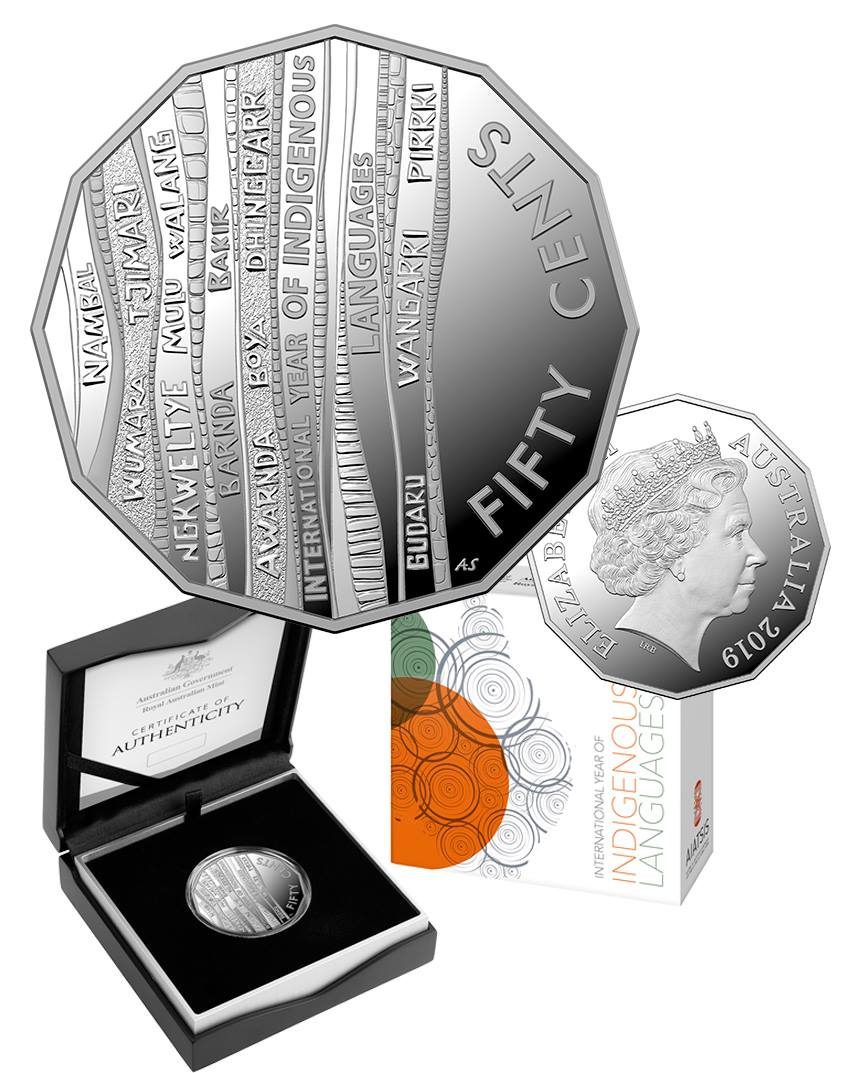 <b>2019 50c International Year Of Indigenous Languages Fine Silver Proof</b>