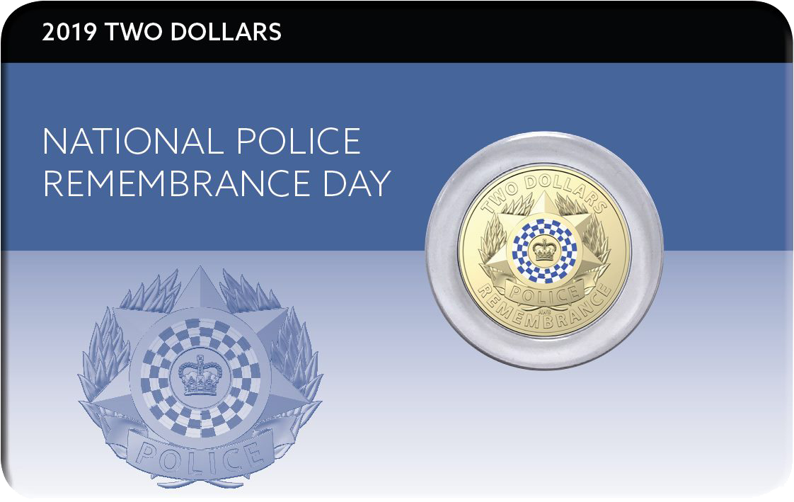 Australian $2 2019 Police Rememberance coin uncirculated in 2x2 folder 