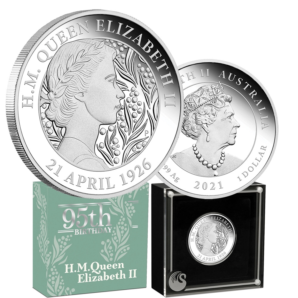 2021 $1 HM Queen Elizabeth II 95th Birthday 1oz Silver Proof Coin ...
