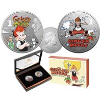 2021 $1 Centenary of Ginger Meggs 1/2oz Coloured Silver Frosted UNC Two Coin Set