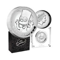 2022 $2 The Simpsons - Bart Simpson 2oz Silver Proof High Relief Coin