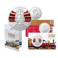 2022 50c Australian Steam Trains Coloured Coin UNC + Folder