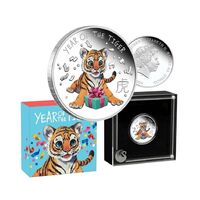  2022 50c Lunar Year of the Baby Tiger 1/2oz Coloured  Silver Proof Coin