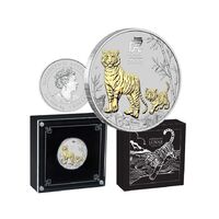 2022 $1 Lunar Year of the Tiger Gold-Gilded 1oz Silver Brilliant Uncirculated Coin