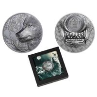  2021 1000 Togrog Mystic Wolf 2oz Silver Black Proof Coin