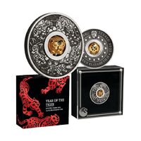 2022 $1 Lunar Year of the Tiger Rotating Charm 1oz Silver Antique Coin