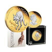 2022 $2 Australian Kangaroo Gold-Gilded 2oz Silver Proof Coin