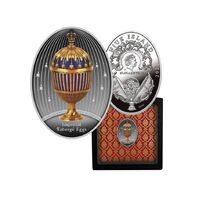 2021 $1 Fabergé Egg - Blue Striped Egg Coloured Silver Proof Coin