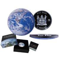 2022 $1 Earth Blue Marble Colour Domed 1oz Silver Proof Coin