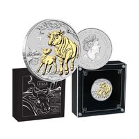 2021 $1 Year of the Ox Gold-Gilded 1oz Silver Brilliant Uncirculated Coin