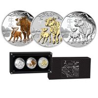 2021 $1 Year of the Ox 1oz Silver Trio