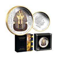 2022 $2 Tutankhamun 100 Year Anniversary Coloured Gold-Gilded 2oz Silver Proof Coin
