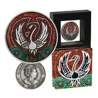  2022 $2 Black Swan Maali Coloured 2oz Silver Antiqued Coin