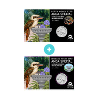 2022 Perth + Brisbane 1oz Silver Kookaburra w/ coloured privymarks Combo - ANDA Money Expo