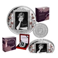  2022 $10 Diana Princess of Wales Rose-Gold Plated Coloured 5oz Silver Proof Coin