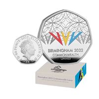 2022 50p Birmingham Commonwealth Games UK Coloured Silver Proof Coin