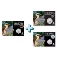 2022 Melbourne + Perth + Brisbane 1oz Coloured Silver Kookaburra 1 Oz Combo ANDA Money Expo w/ Privy Marks