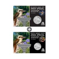 2022 Melbourne + Perth 1oz Silver Kookaburra w/ coloured privymarks Combo - ANDA Money Expo