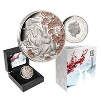 2023 $5 LUNAR YEAR OF THE RABBIT 1oz Rose-Gold Plated Silver Proof 