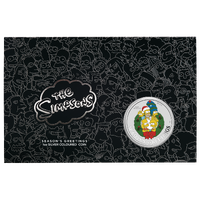 2022 $1 The Simpsons Seasons Greetings 1oz Silver Coloured Coin in Card 