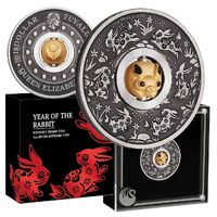 2023 $1 Lunar Year of the Rabbit Rotating Charm 1oz Silver Antique Coin