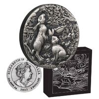 2023 Year of the Rabbit 2oz Silver Antiqued Coin
