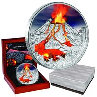 2023 $5 Forces Of Nature - Volcano Ultra-High Relief 2oz Silver Proof Coin