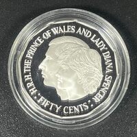 1989 50c The Prince of Wales & Lady Diana Spencer - Masterpieces in Silver Coin In Capsule