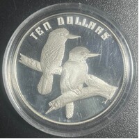 1989 $10 Kookaburra Silver Coin In Capsule