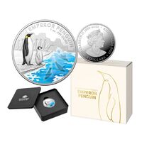 2023 $5 Australian Antarctic Territory - Emperor Penguin Silver Coloured Proof Coin