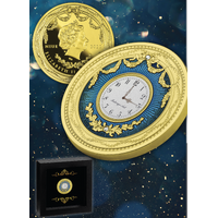2022 Faberge Art Series - Blue Table Clock 1oz Silver Gold Plated Coin